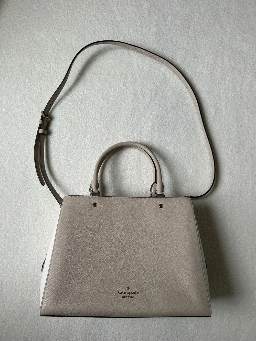kate spade Pebbled Leather Satchel in Taupe